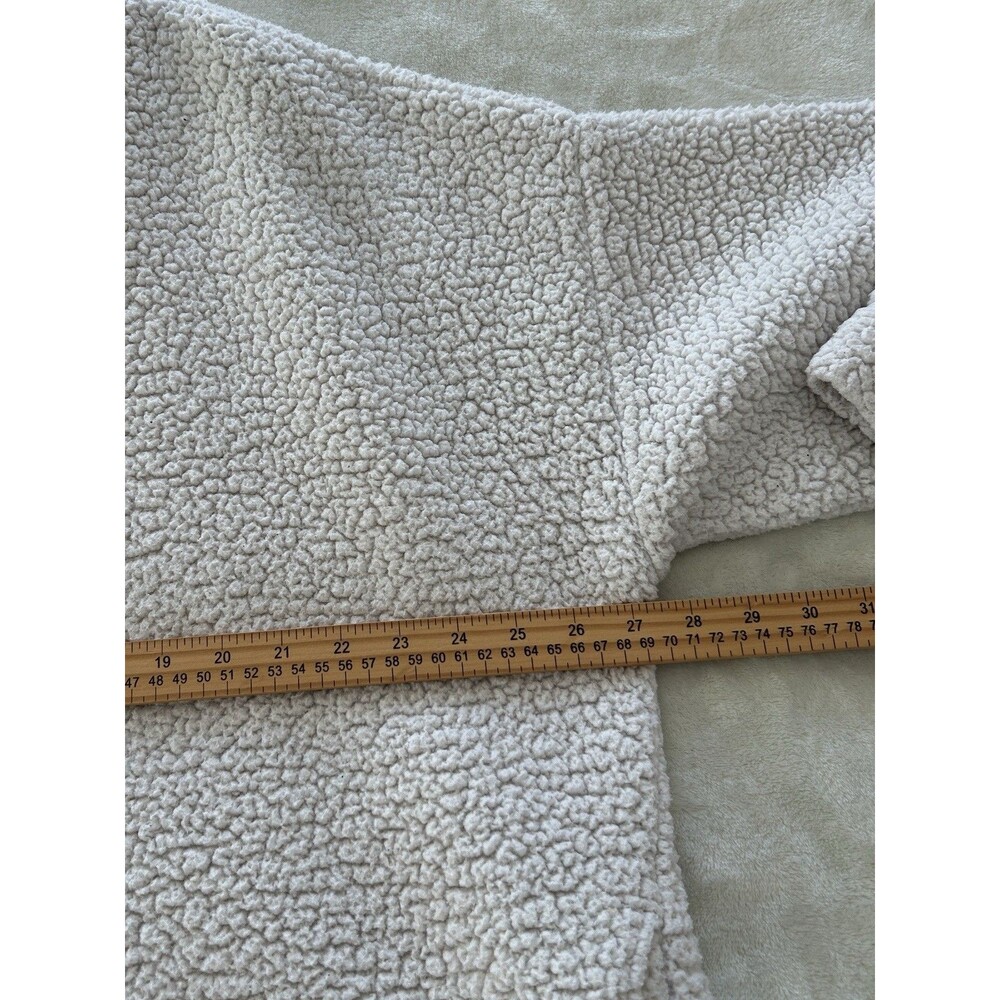 Aerie Womens Sweater Extra Large Sherpa Cozy Quarter Button Pullover Cream Teddy - Picture 8 of 11
